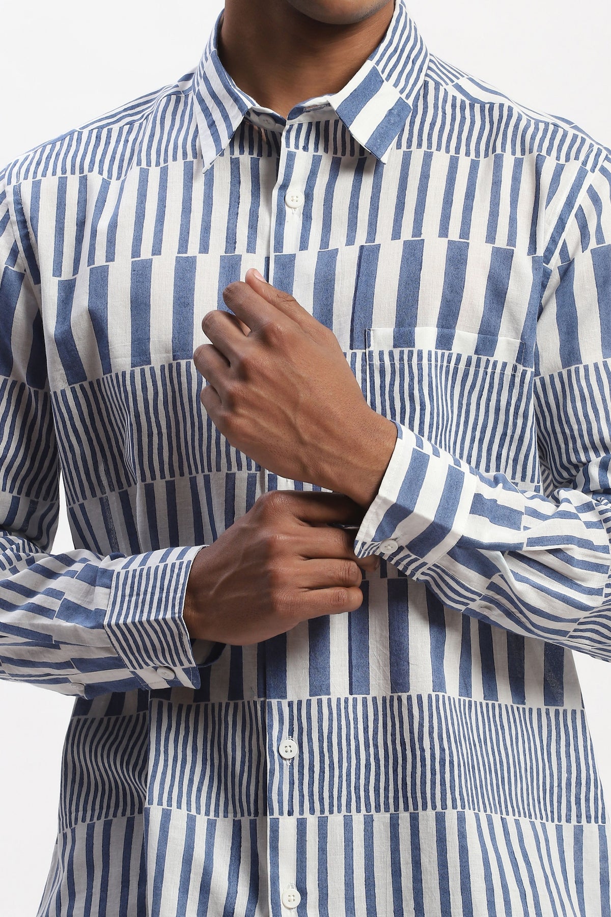 Hand Block Printed Stripes Shirt