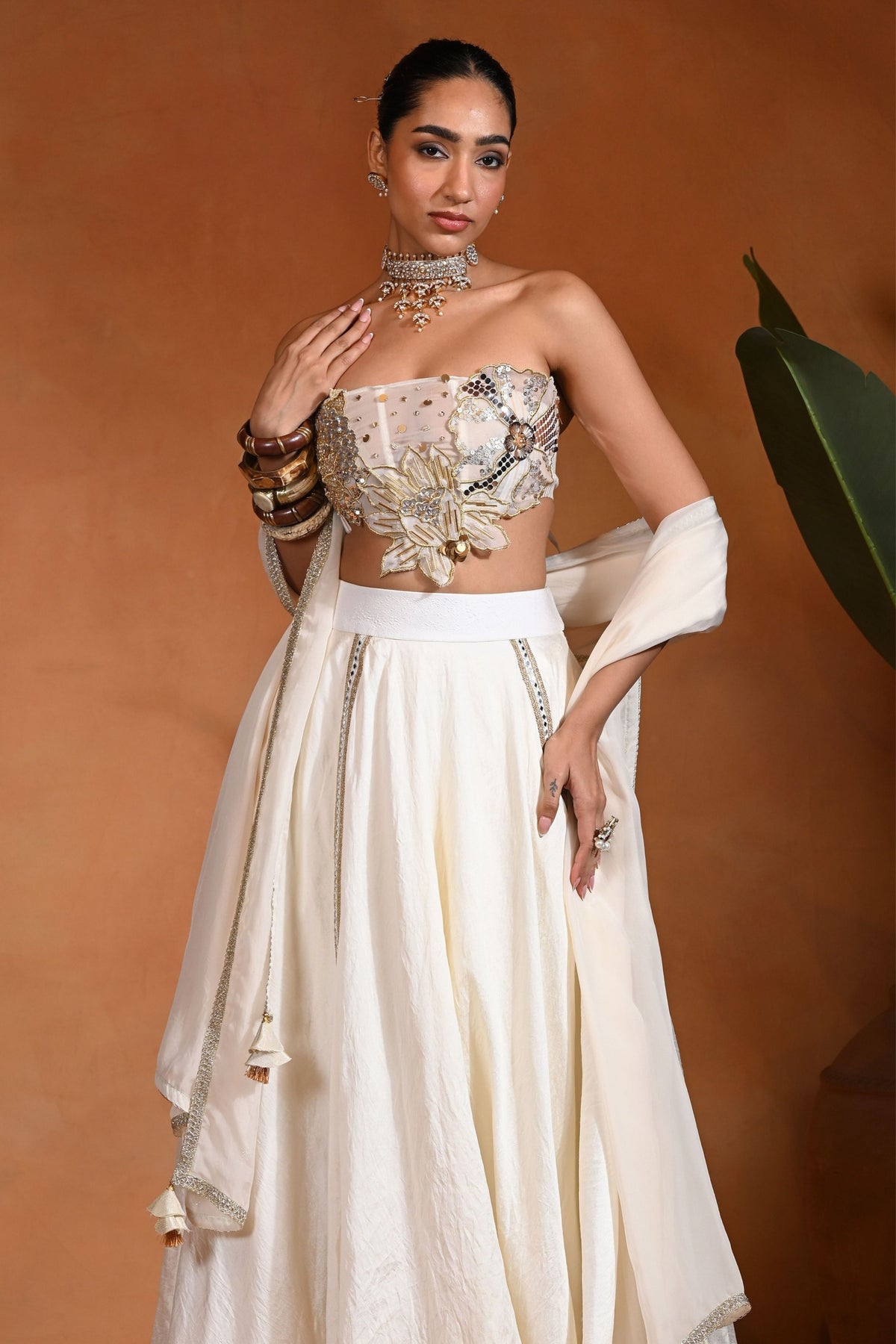 Dilbar Ivory Gold Lehenga