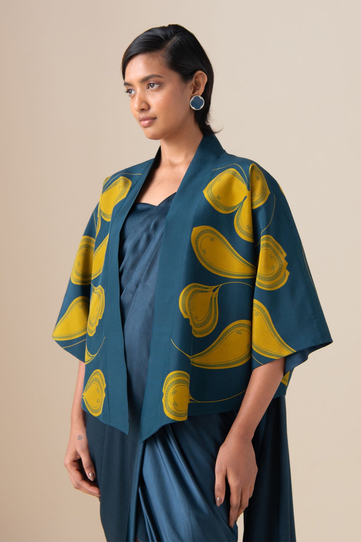 Midnight Blue Sidra Draped Saree Set