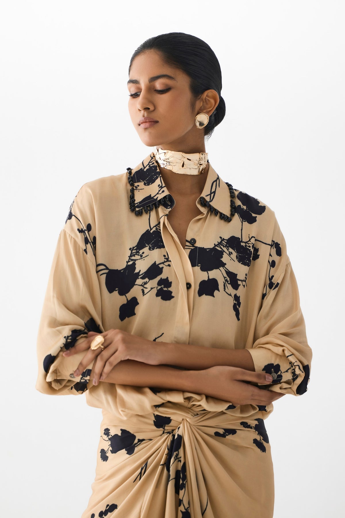 Cream Sakura Shirt Dress