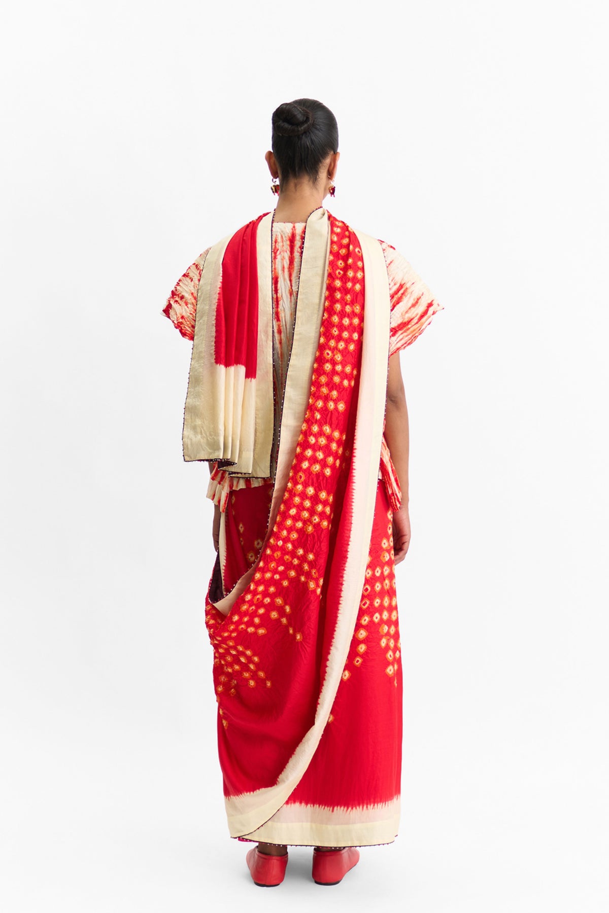 Beam Red White Saree