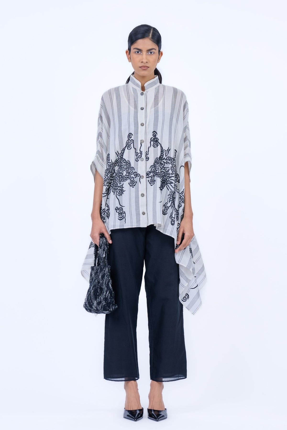 Threadwork Shirt in Ecru