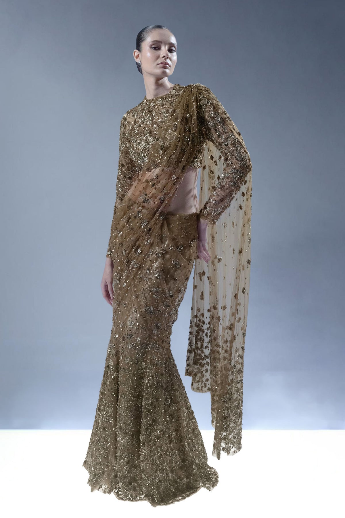 Midnight Ember Drape Saree