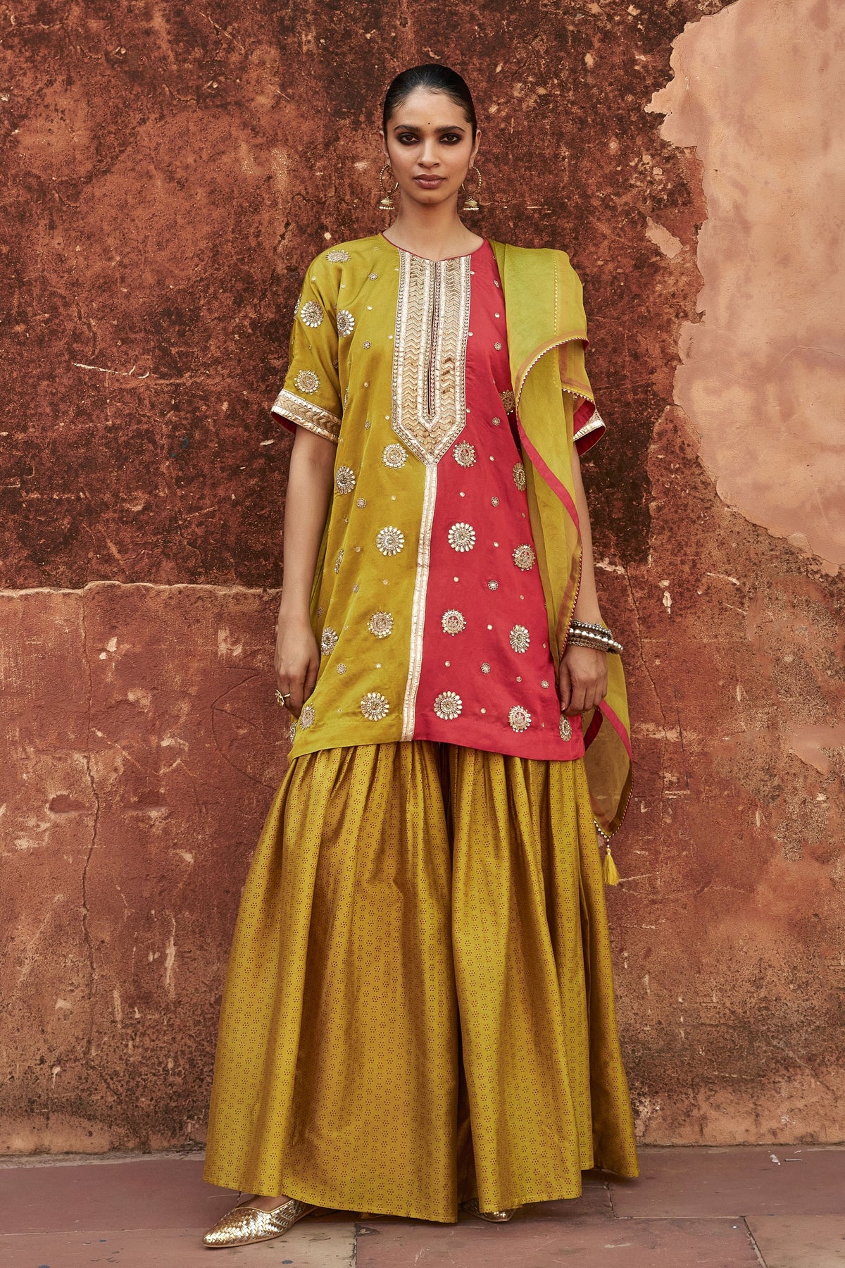 Half-and-half Sharara Set