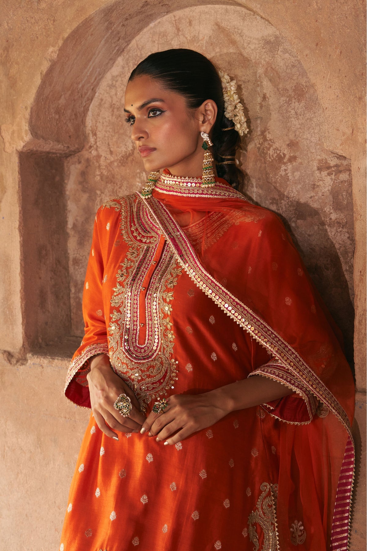 Farhana Orange Kurta Set