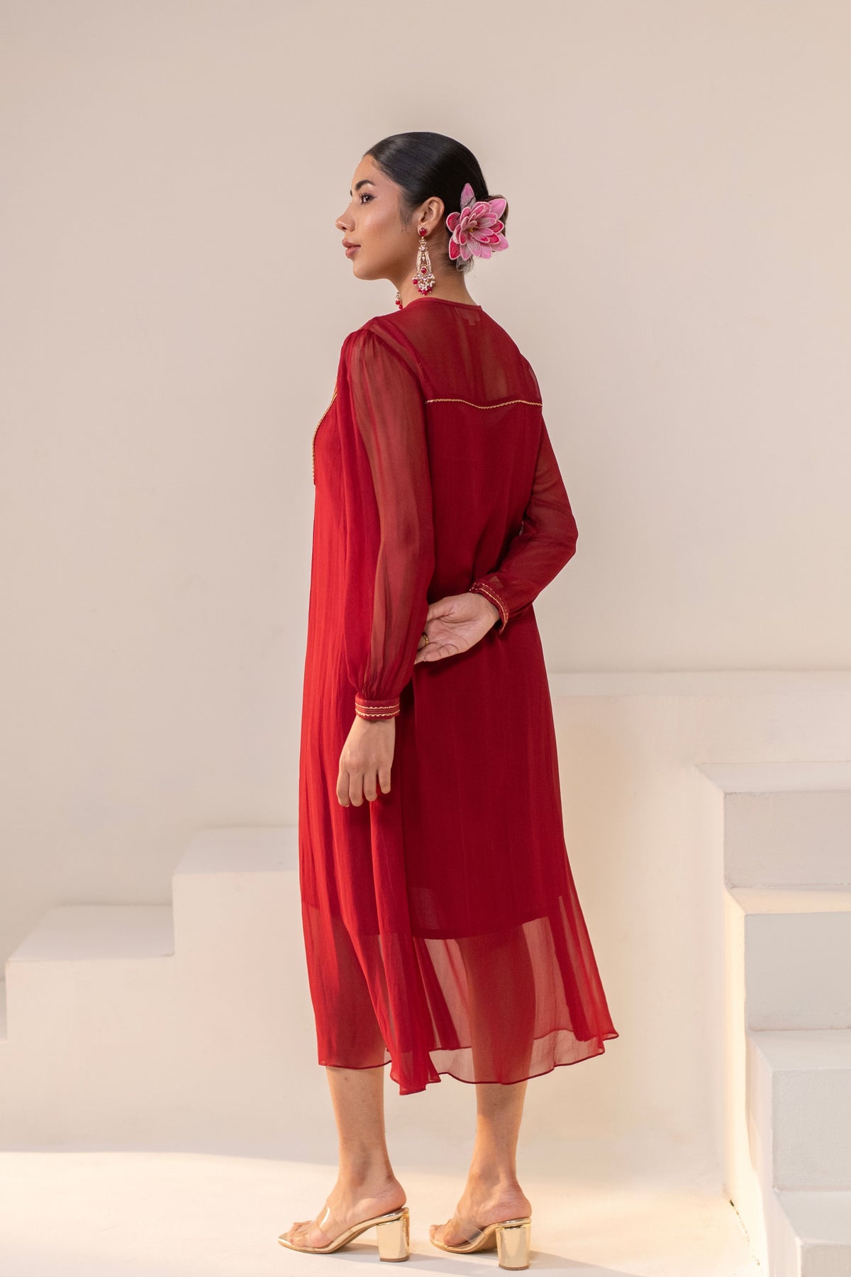 Maroon  Embellished  Dress