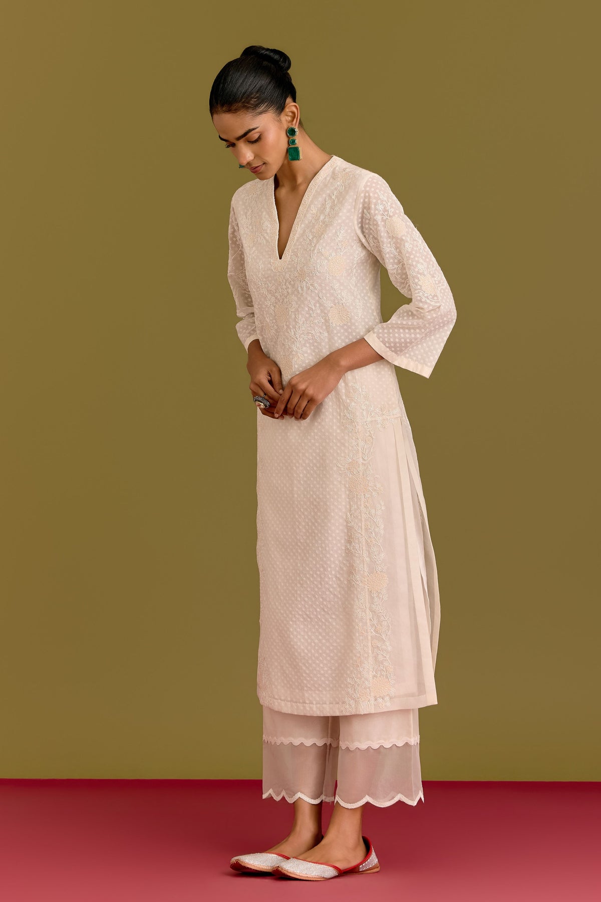 Ivory Woven Kurta Set