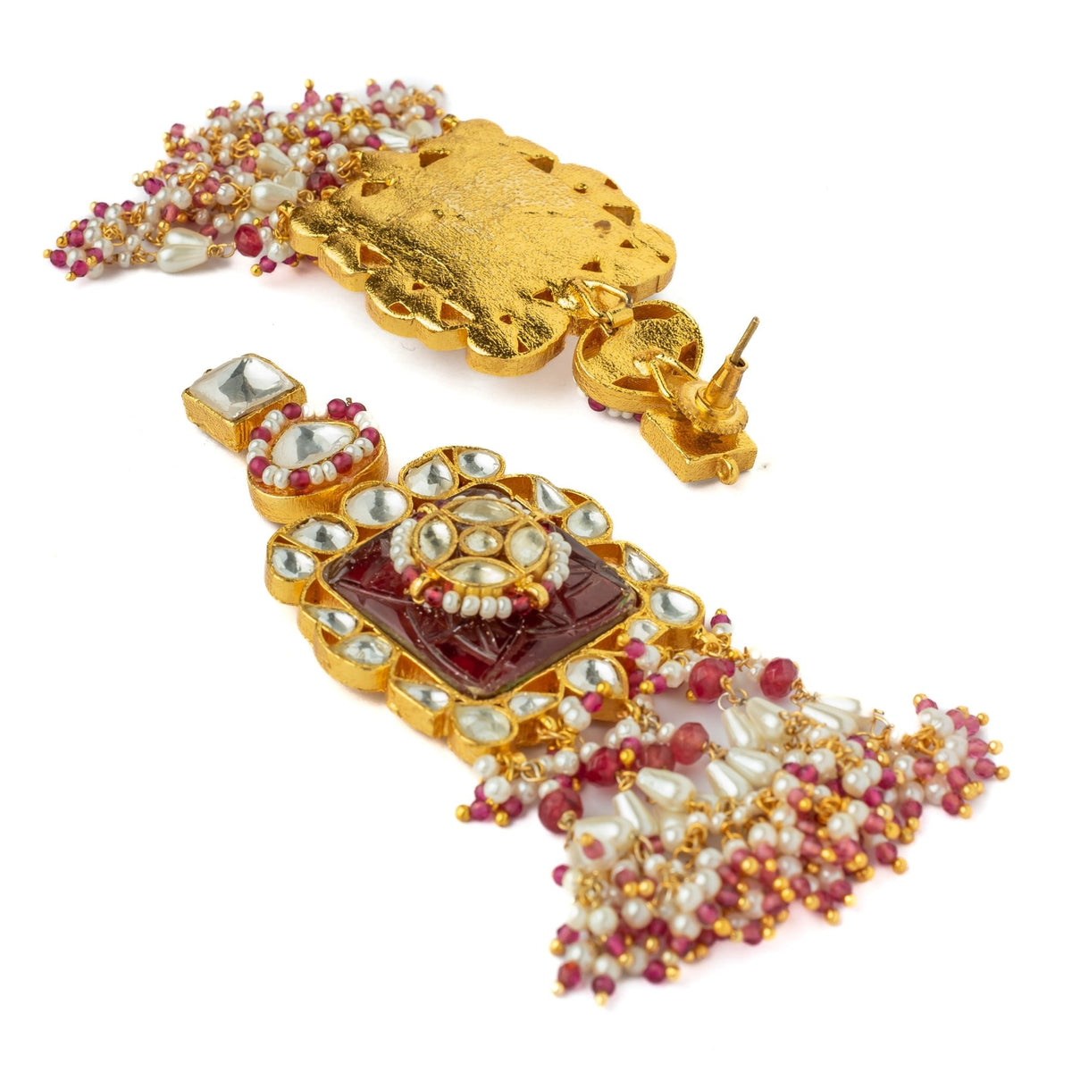 Red Kundan Polki Necklace Set
