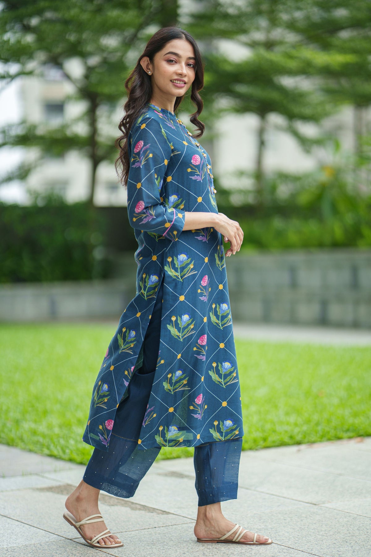 Poppy Blue Kurta With Pants
