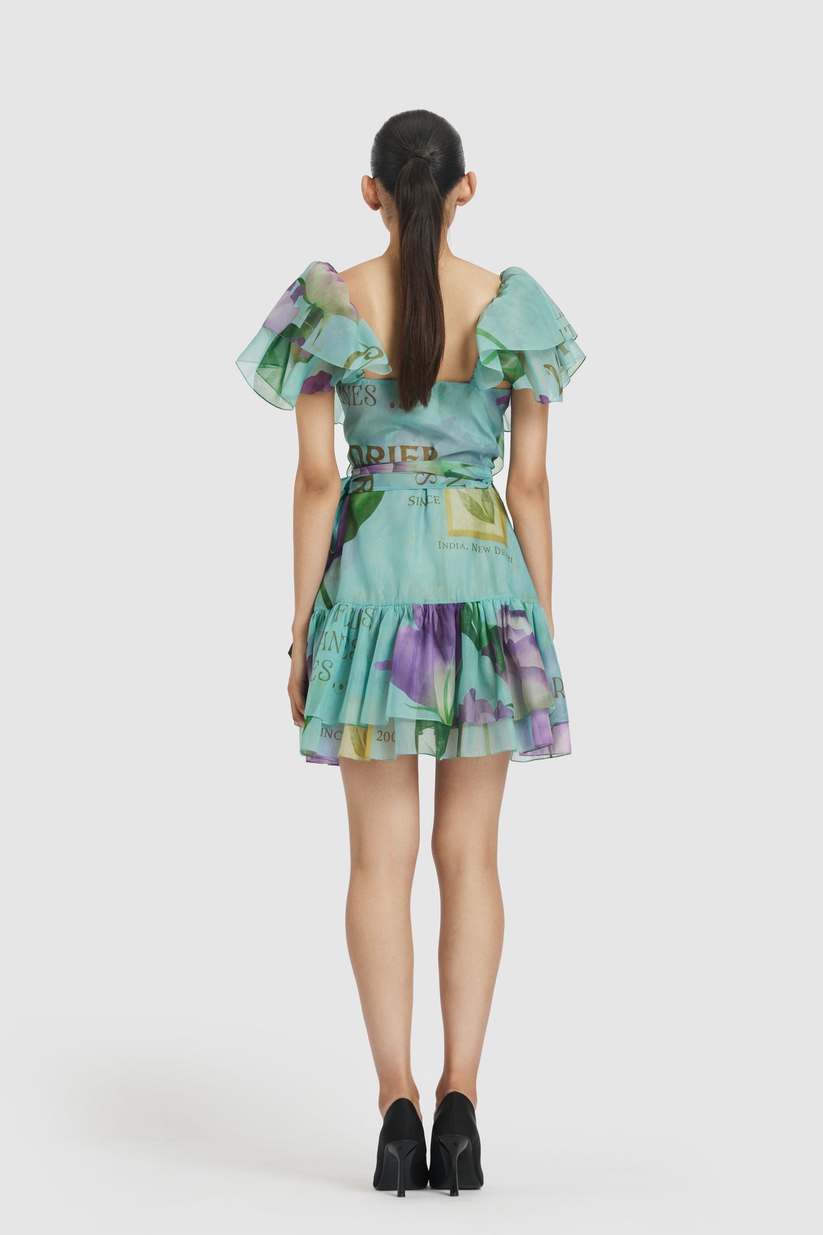 Blue Ruffled Mini Dress