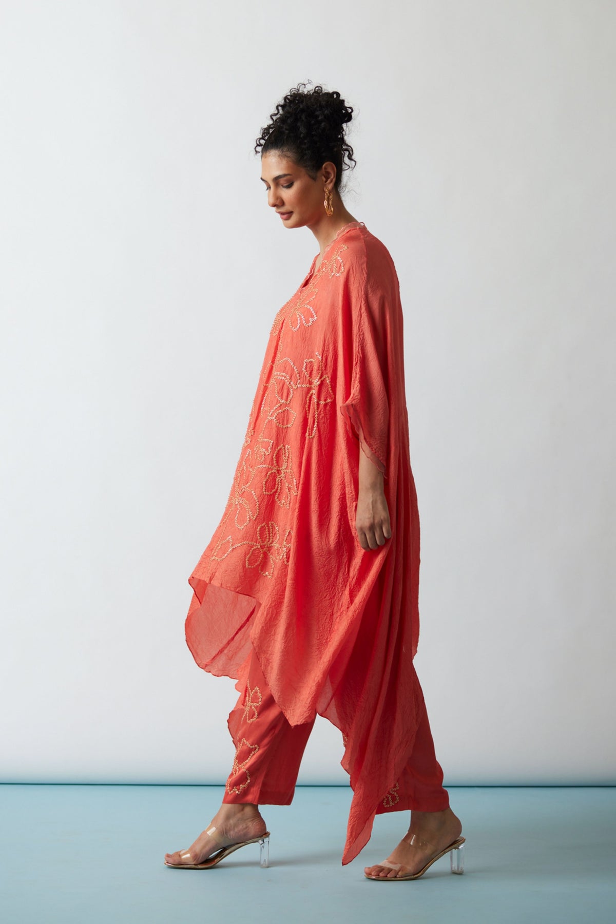 Floral Embroidered Kaftan Set