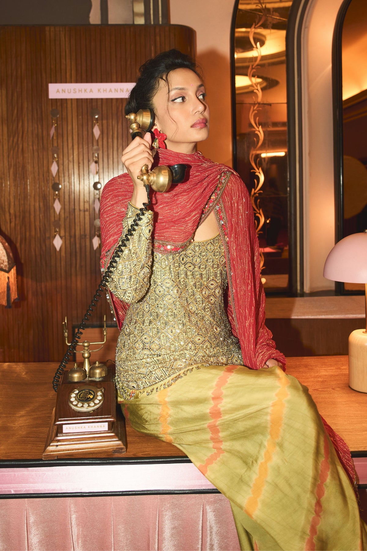 Mishri Pista Green Leheriya Set