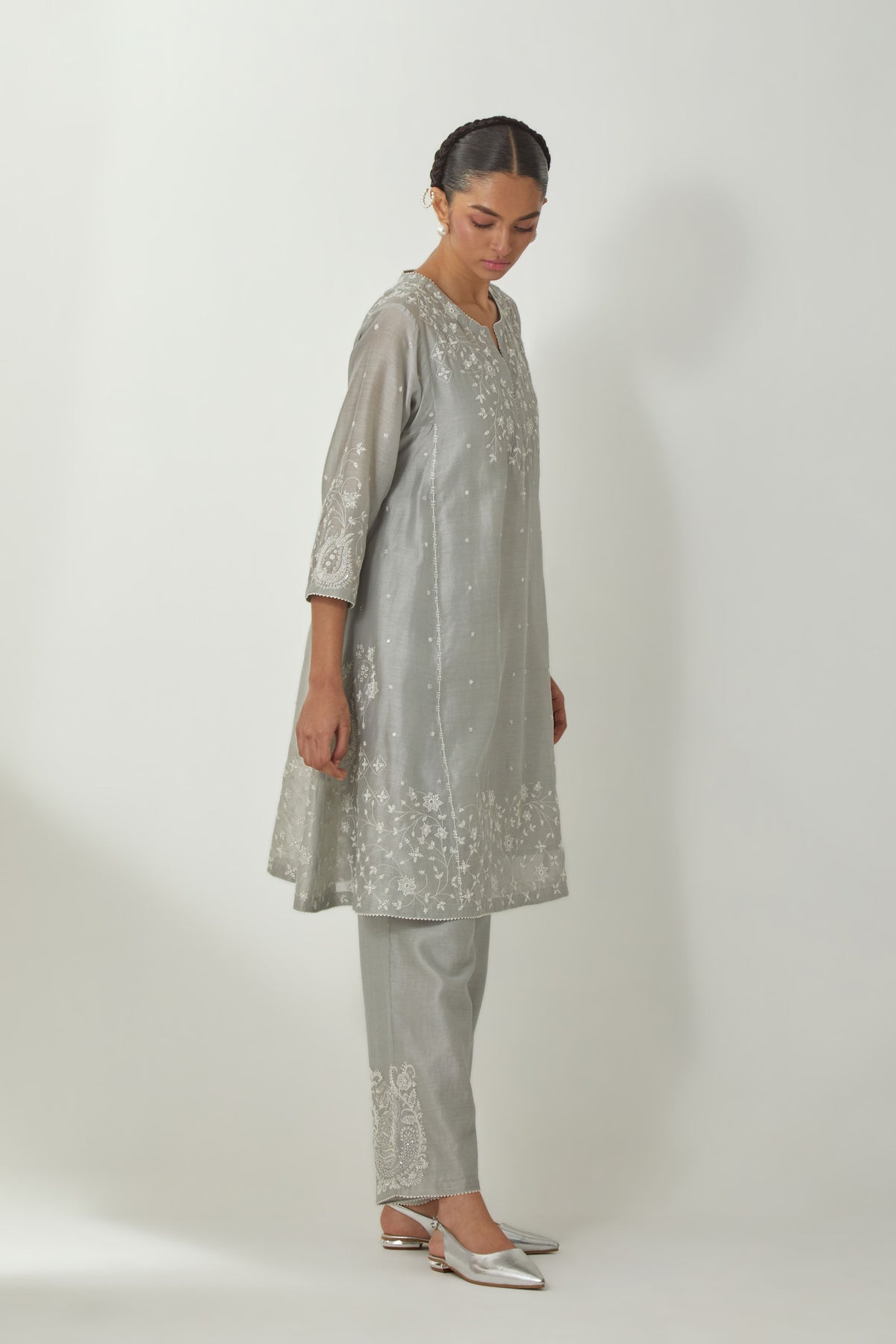 Grey Kalida Short Kurta Set