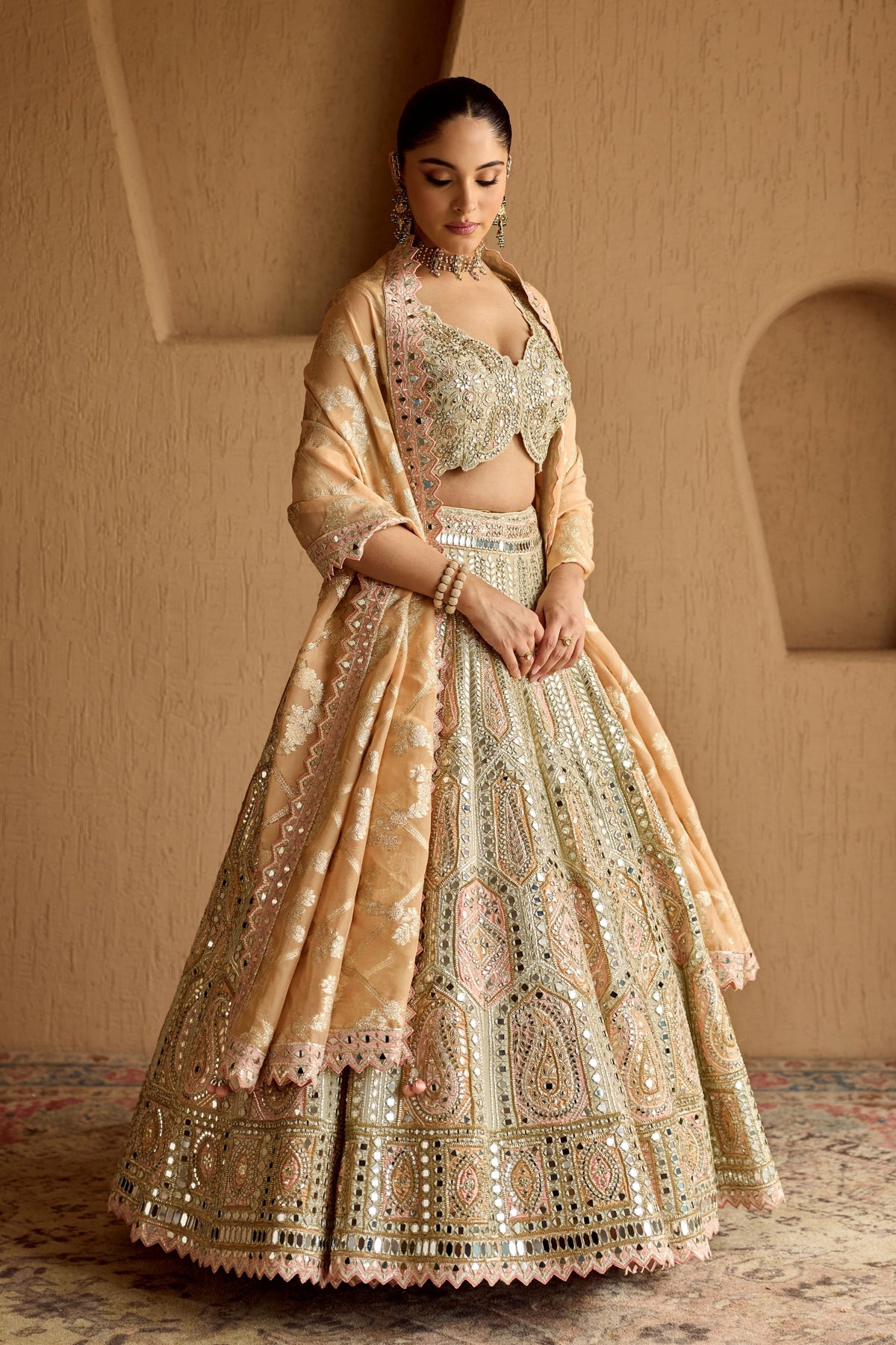 Ivory Tissue Lehenga Set