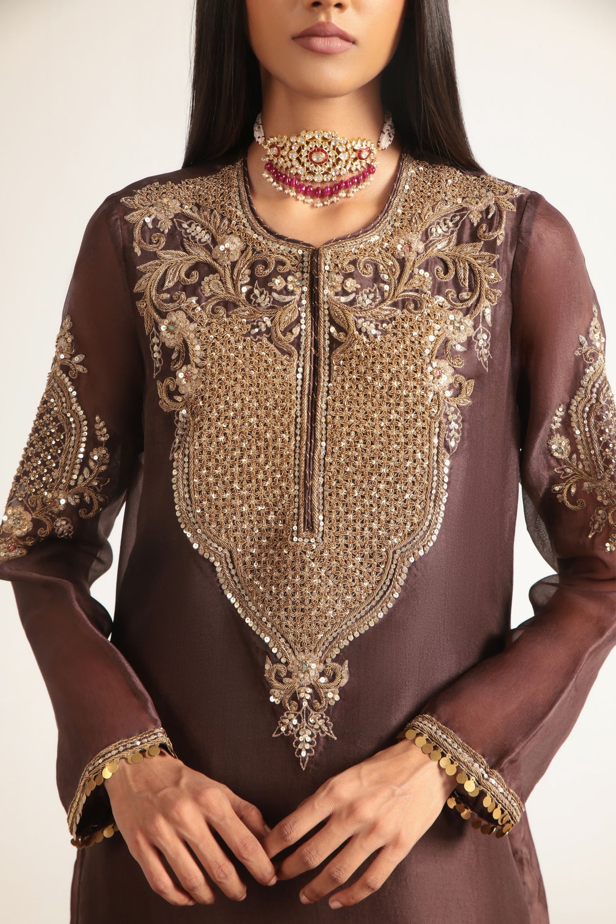 Brown Straight Kurta Set