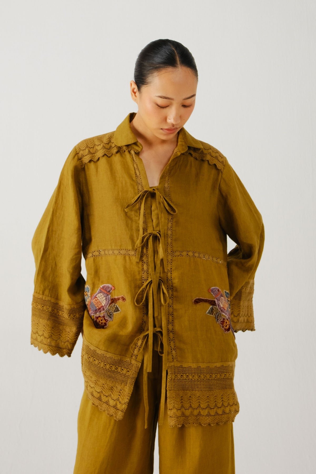 Olive Tie up Shirt