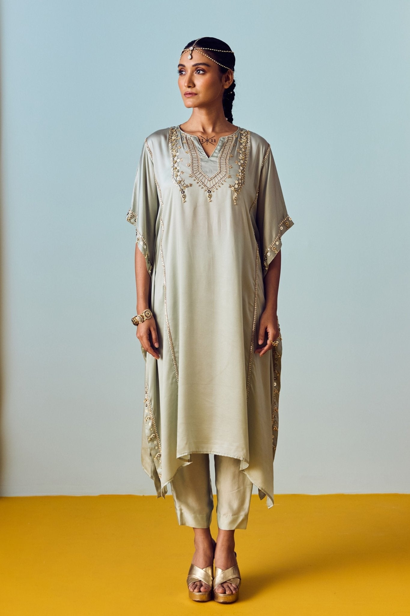 Nourie Sage Kaftan Set - Prahnaaya - Elahe