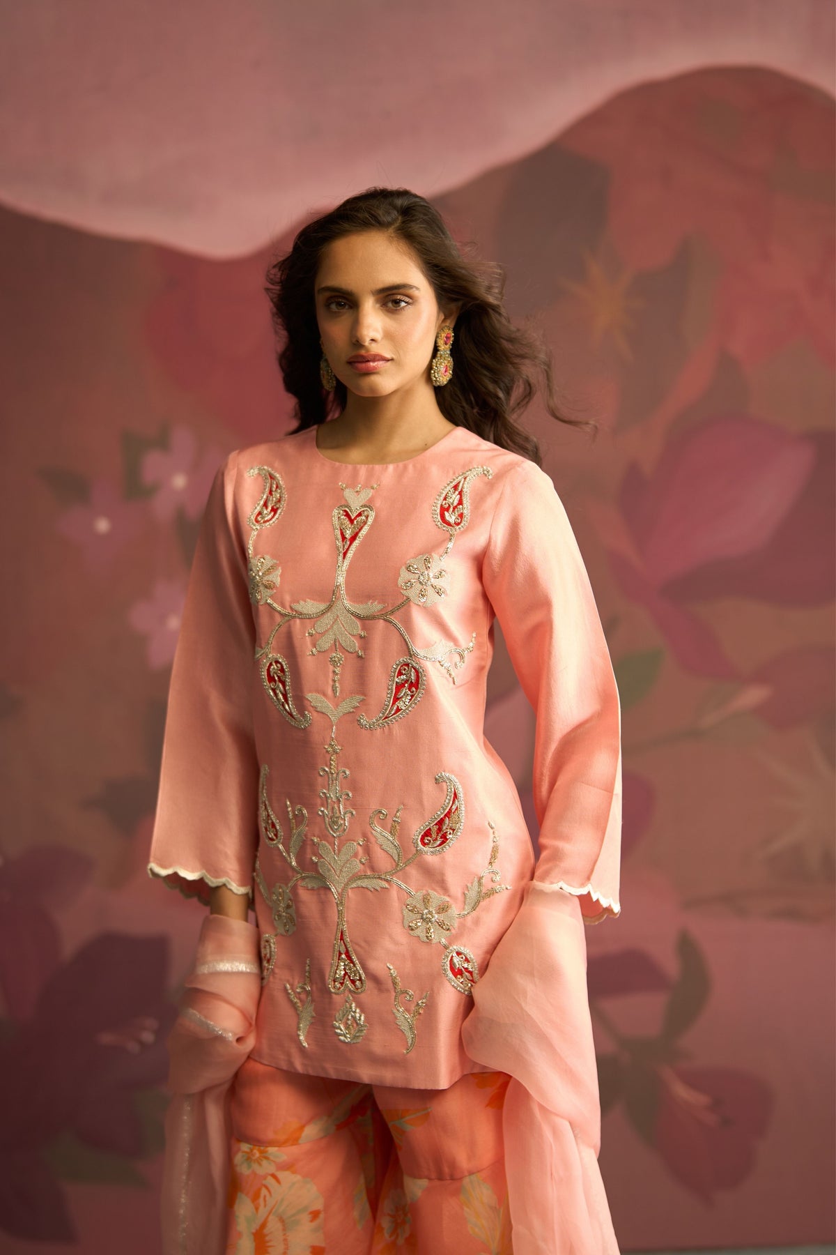Peach Ember Sharara Set