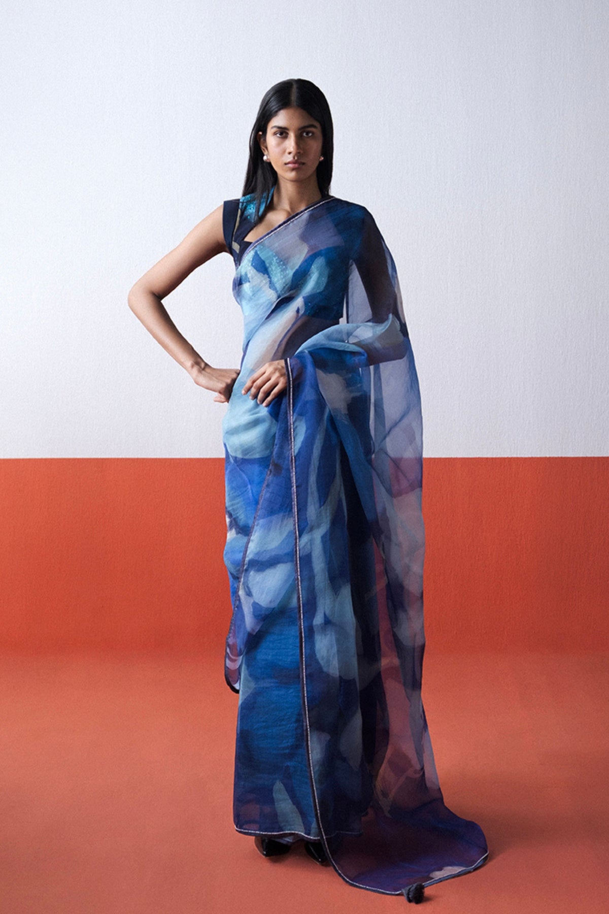 Blue Lagoon Organza Saree