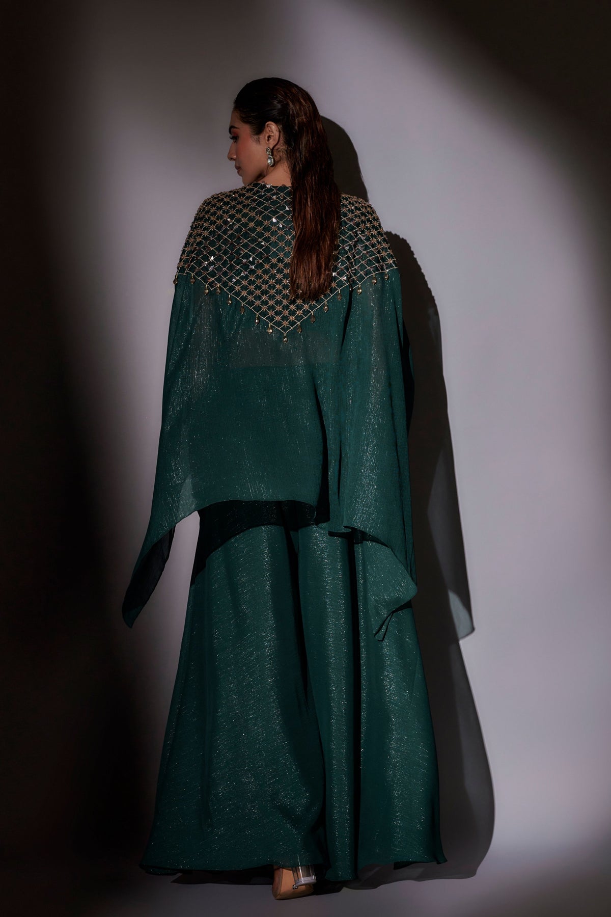 Green Embroidered Sharara Set
