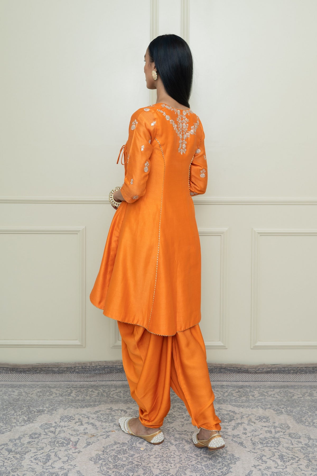 Pumpkin orange- shafira angrakha set