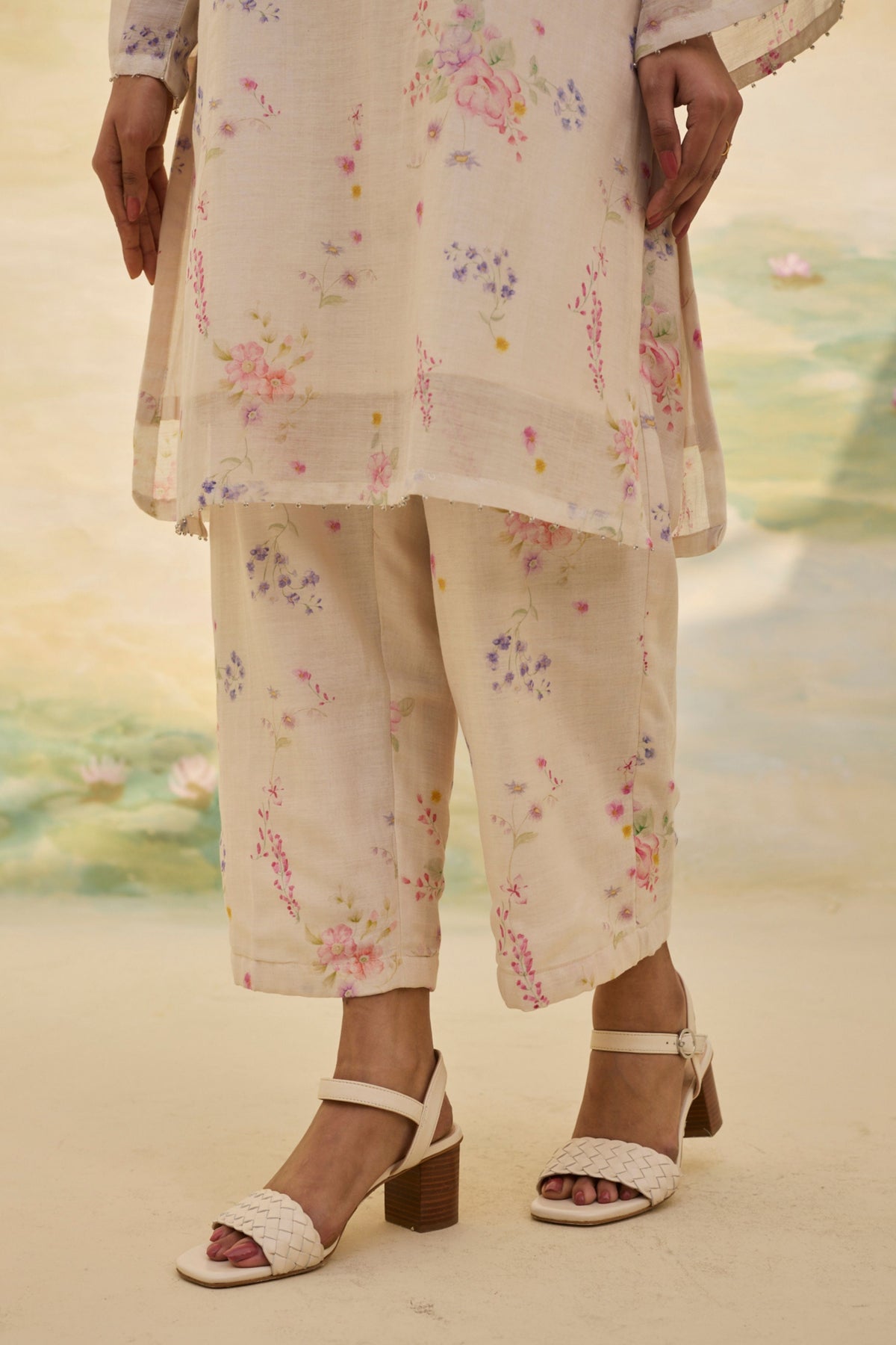 Ivory Floral Tunic Set