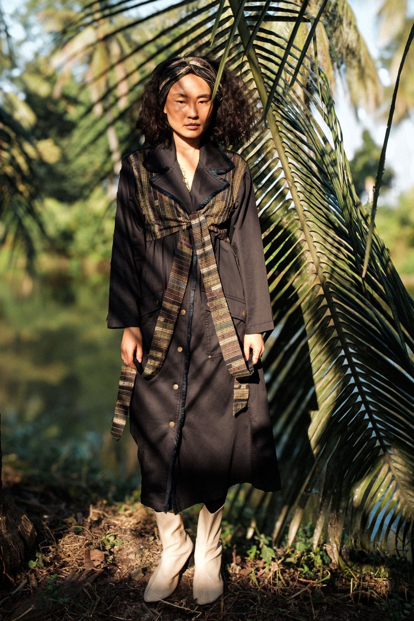Upcycled Copenhagen Black Green Trench - The Terra Tribe - Elahe