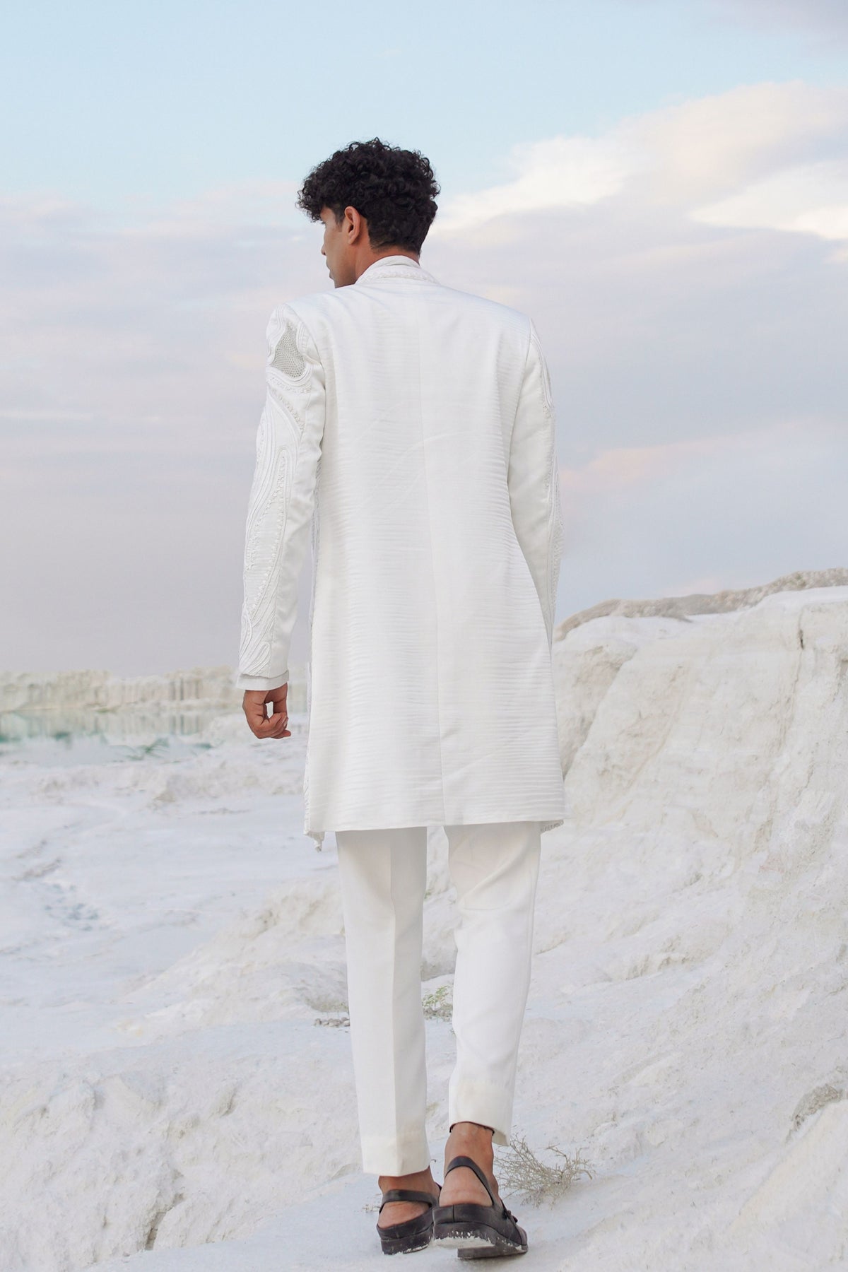 White Scallop Jacket Set