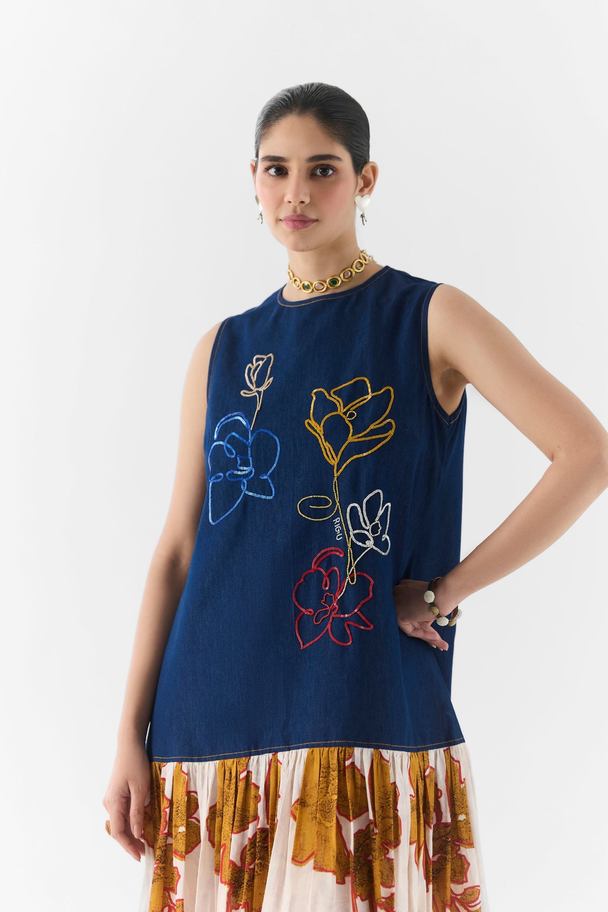 Elara Denim A-Line Dress
