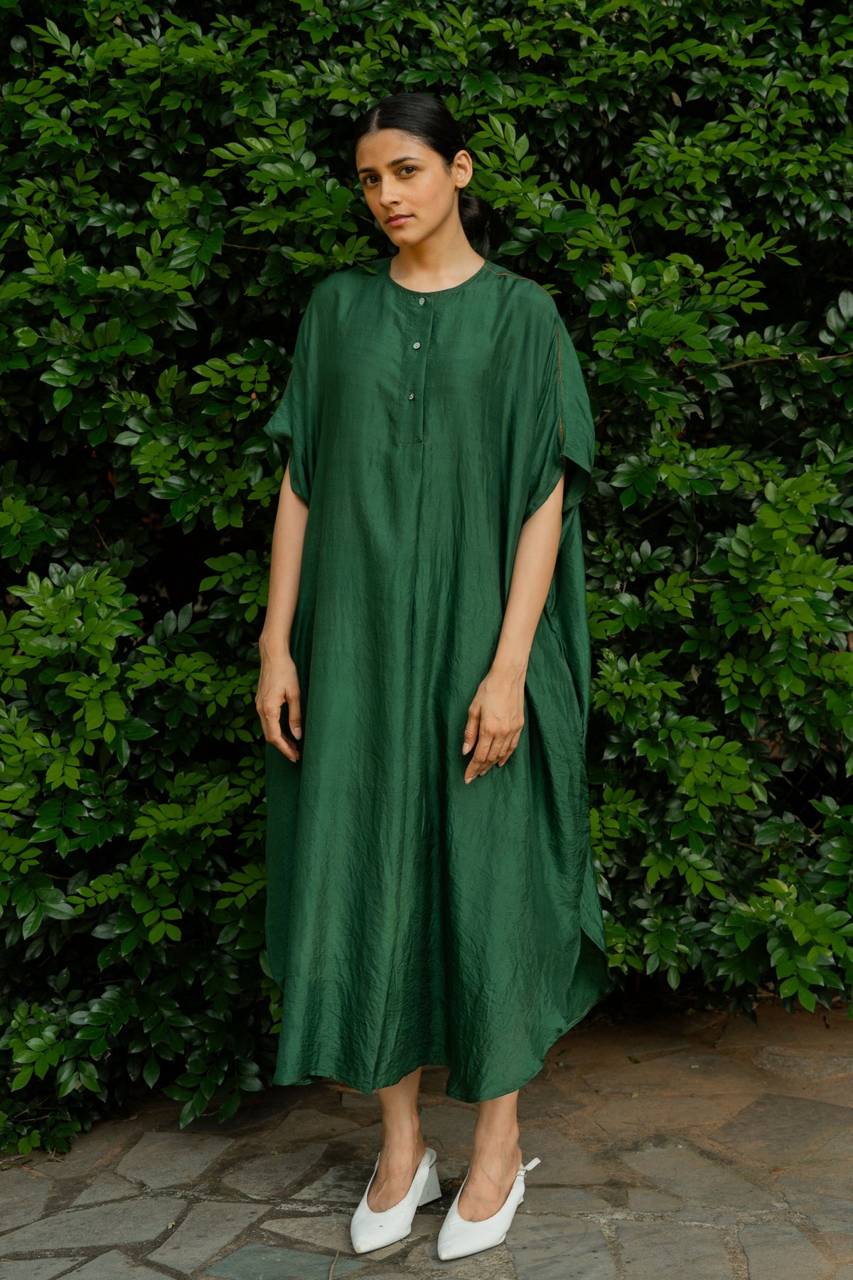 Forest Green Pleated Kaftan
