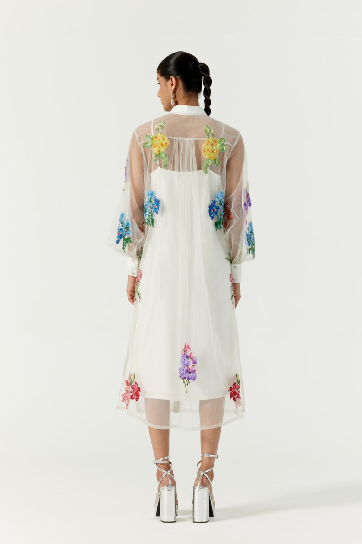 White Botanical Shirt Dress