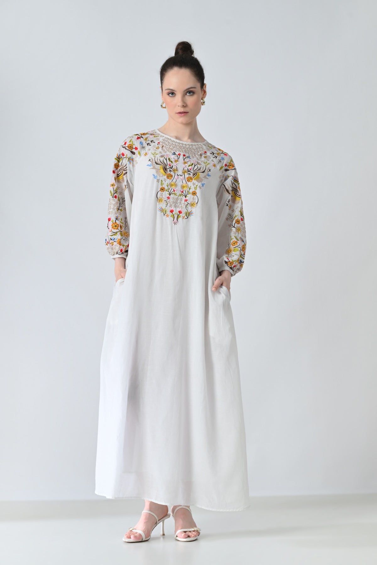 Ivory Floral Embroidered Dress