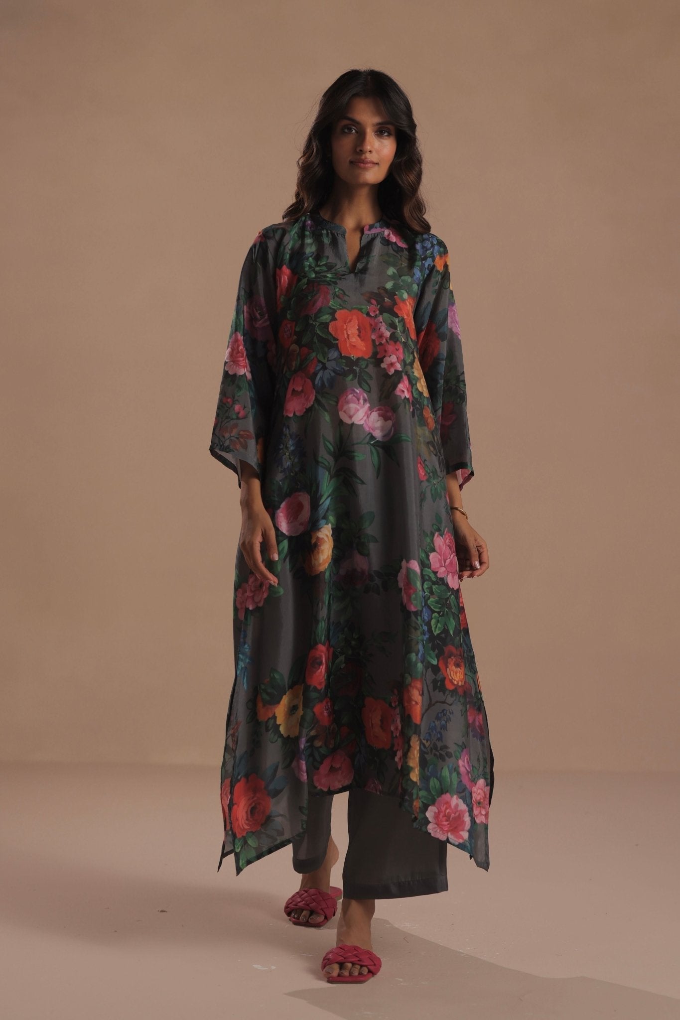 Carnation Grey Kurta Set - Roza Pret - Elahe