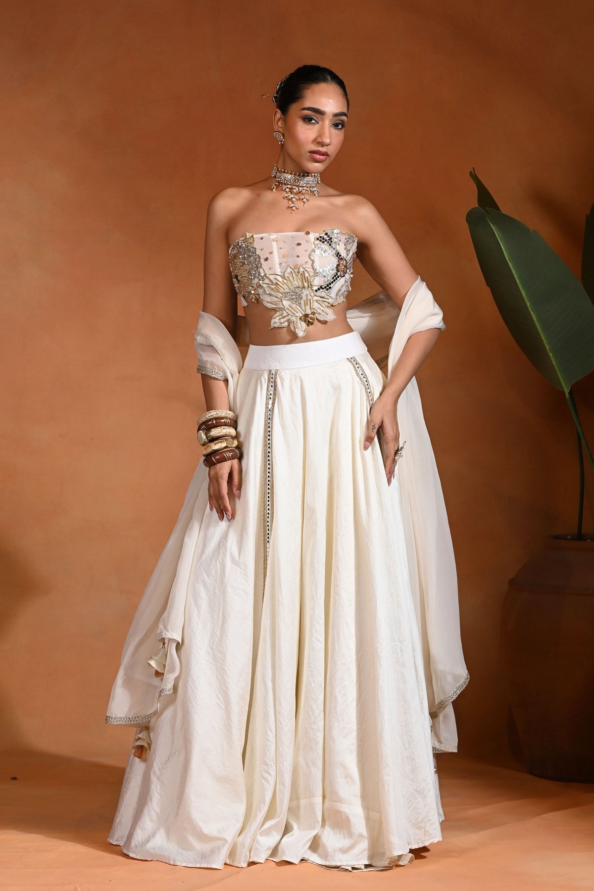 Dilbar Ivory Gold Lehenga