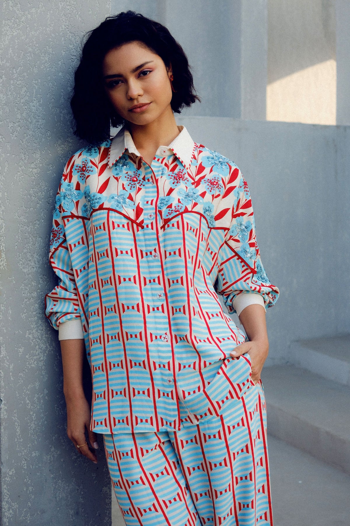 White Print Play Kimono
