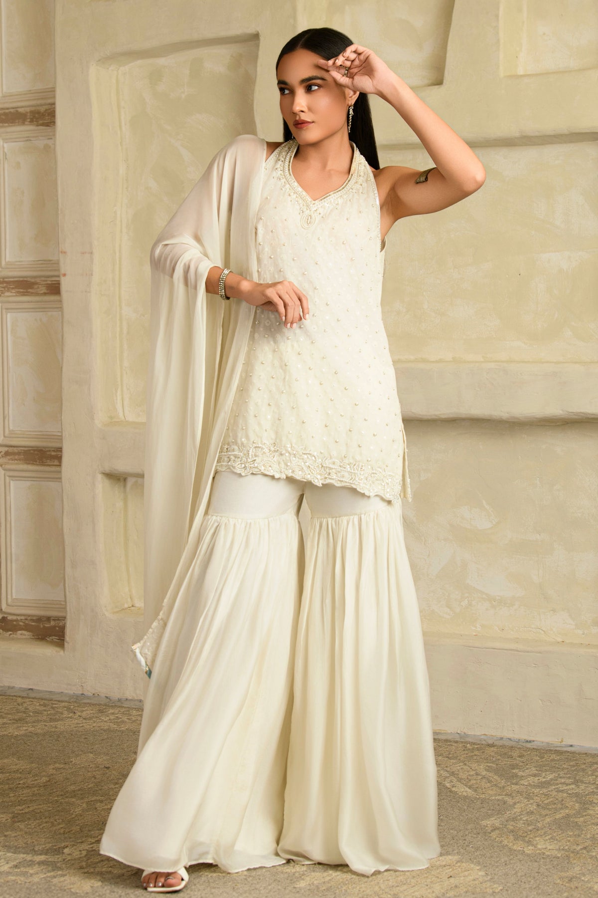 Ishqiya Tunic Set in Chandrika Ivory