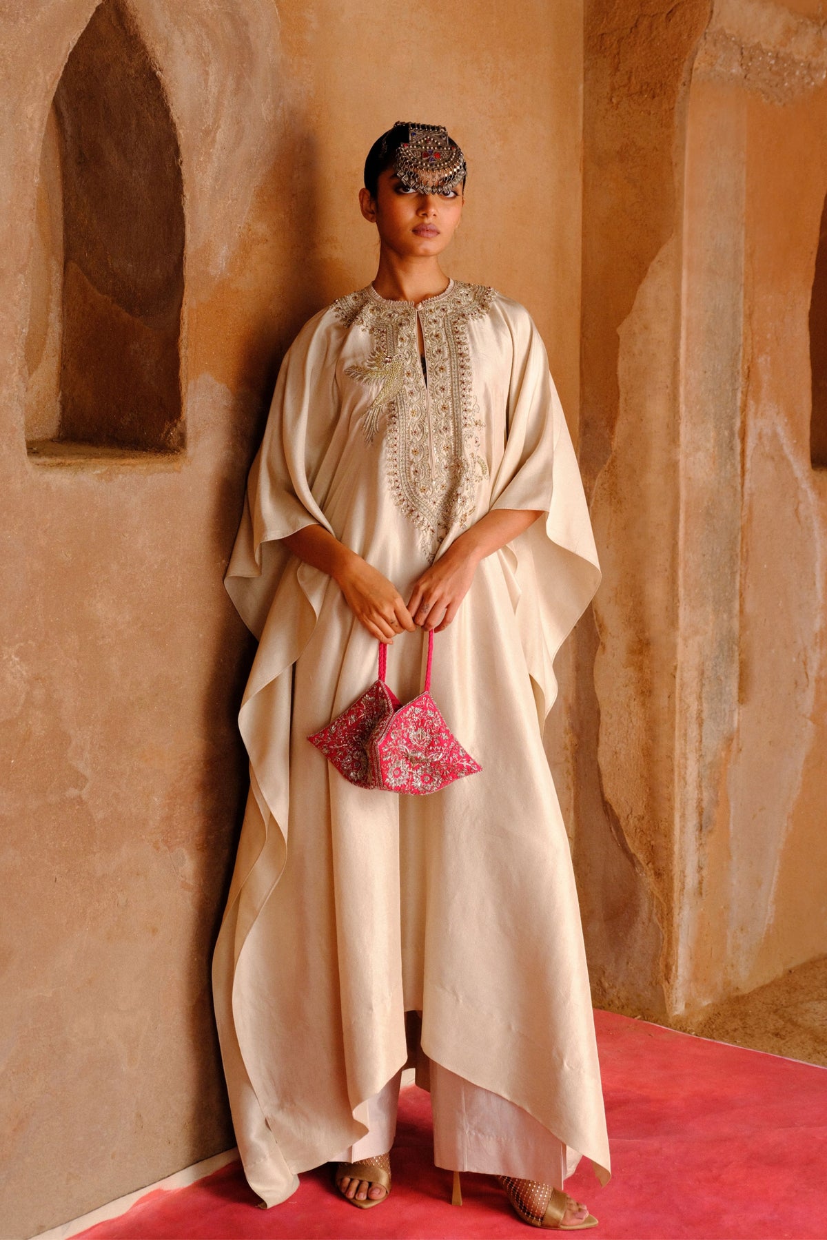 Ivory Embroidery Kaftan