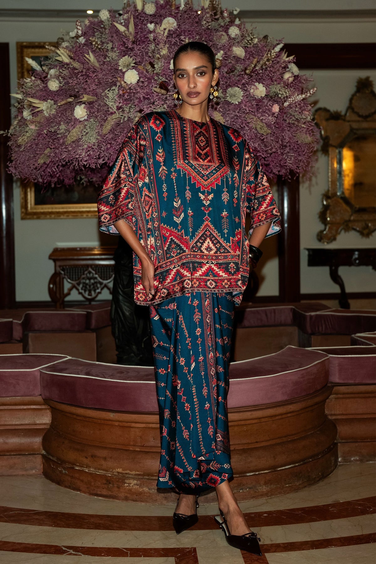 Tribal Print Drape Skirt