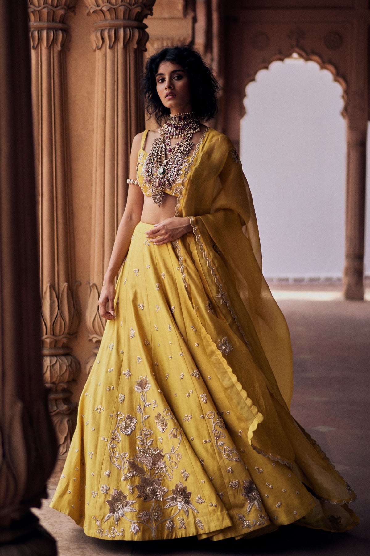 Tuscany Yellow Embroidered Lehenga Set
