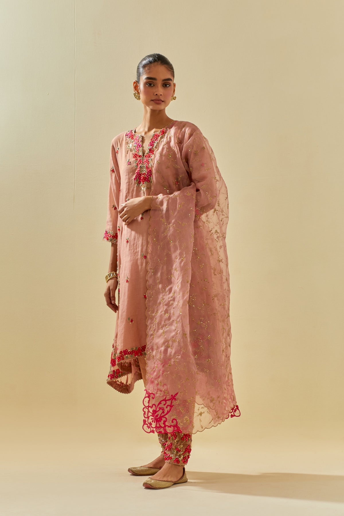 Pink Kalidar Kurta Set