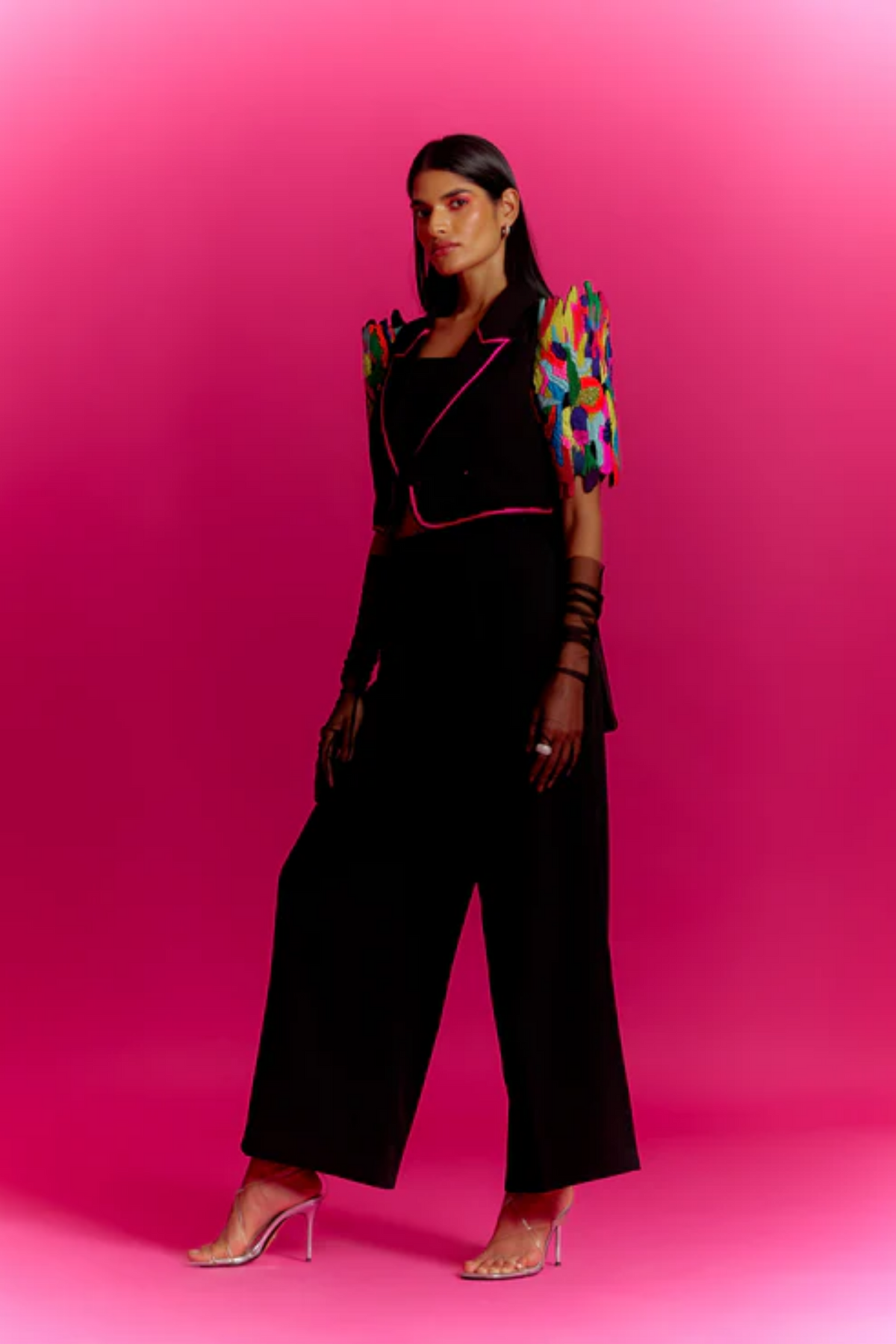 Paint Stain High Low Jacket Set
