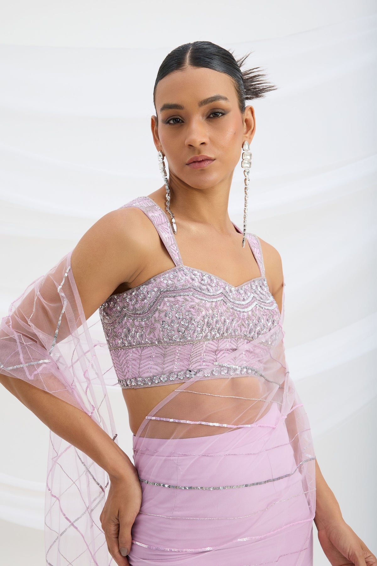 Lilac Fish Cut Skirt Set