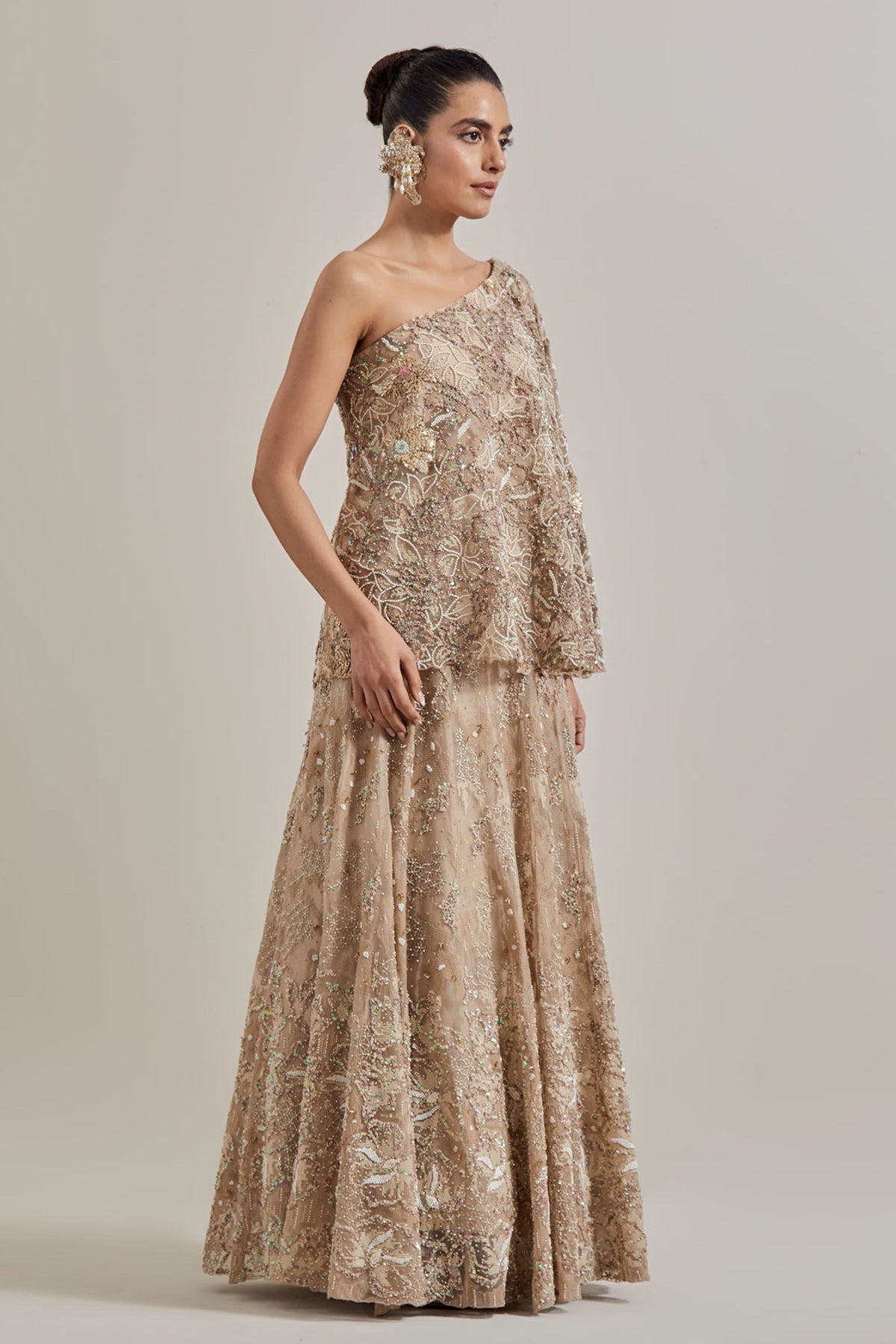 One-shoulder Skirt Set