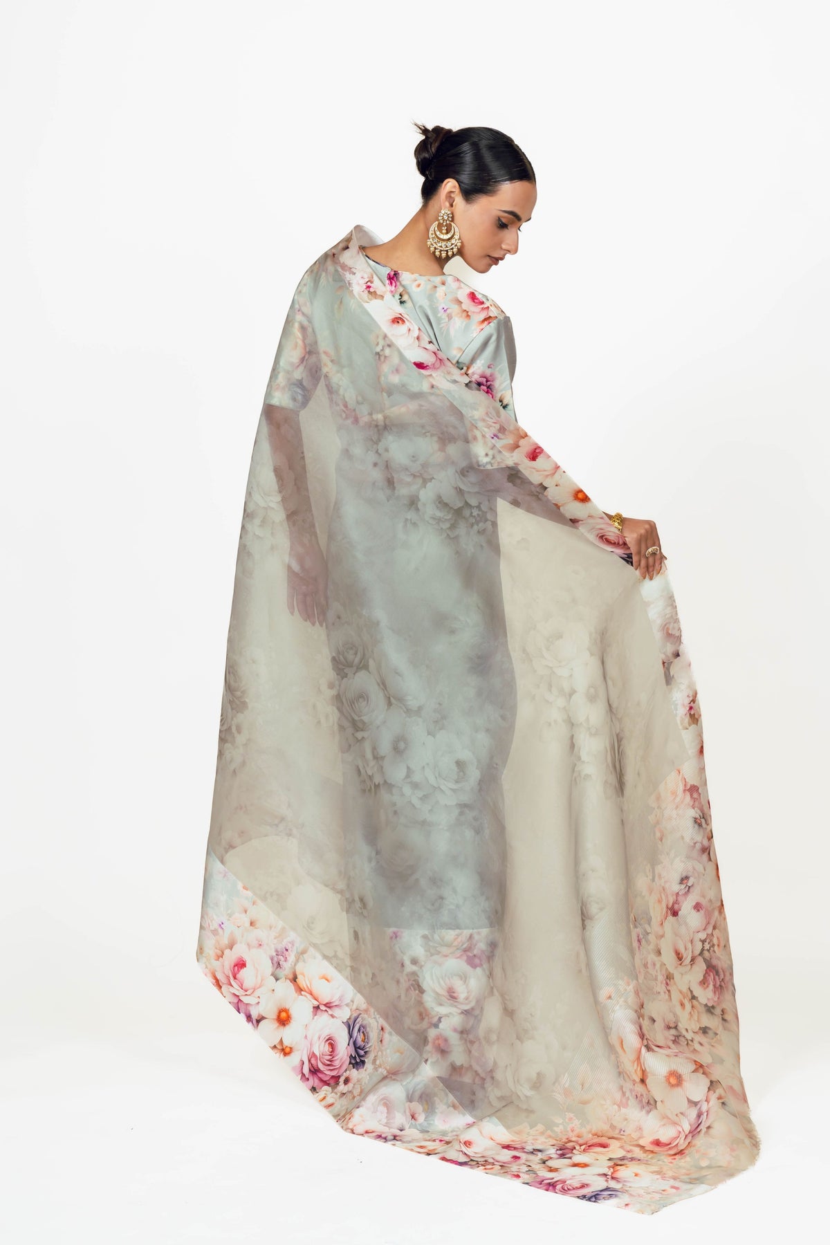 Lina Pearl Blue Organza Saree