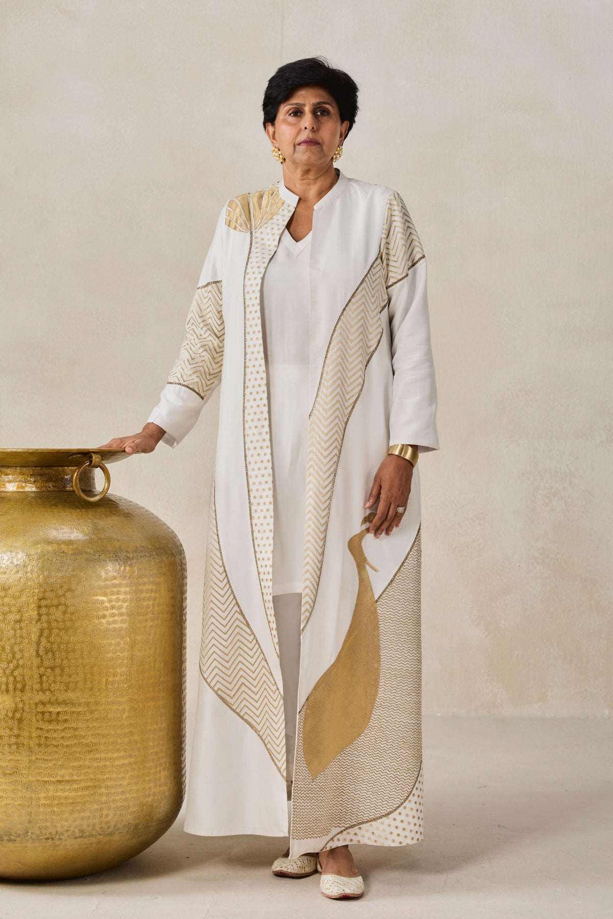 Chanderi Long Jacket Set