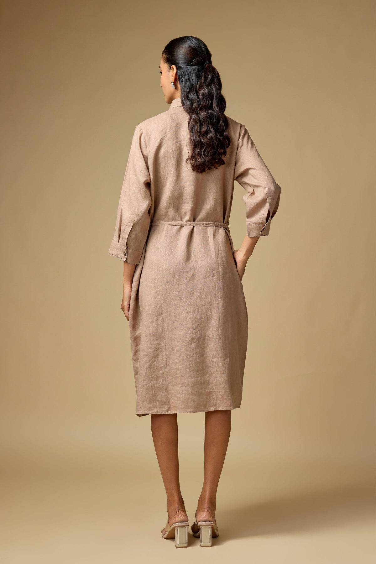Khaki Linen Dress