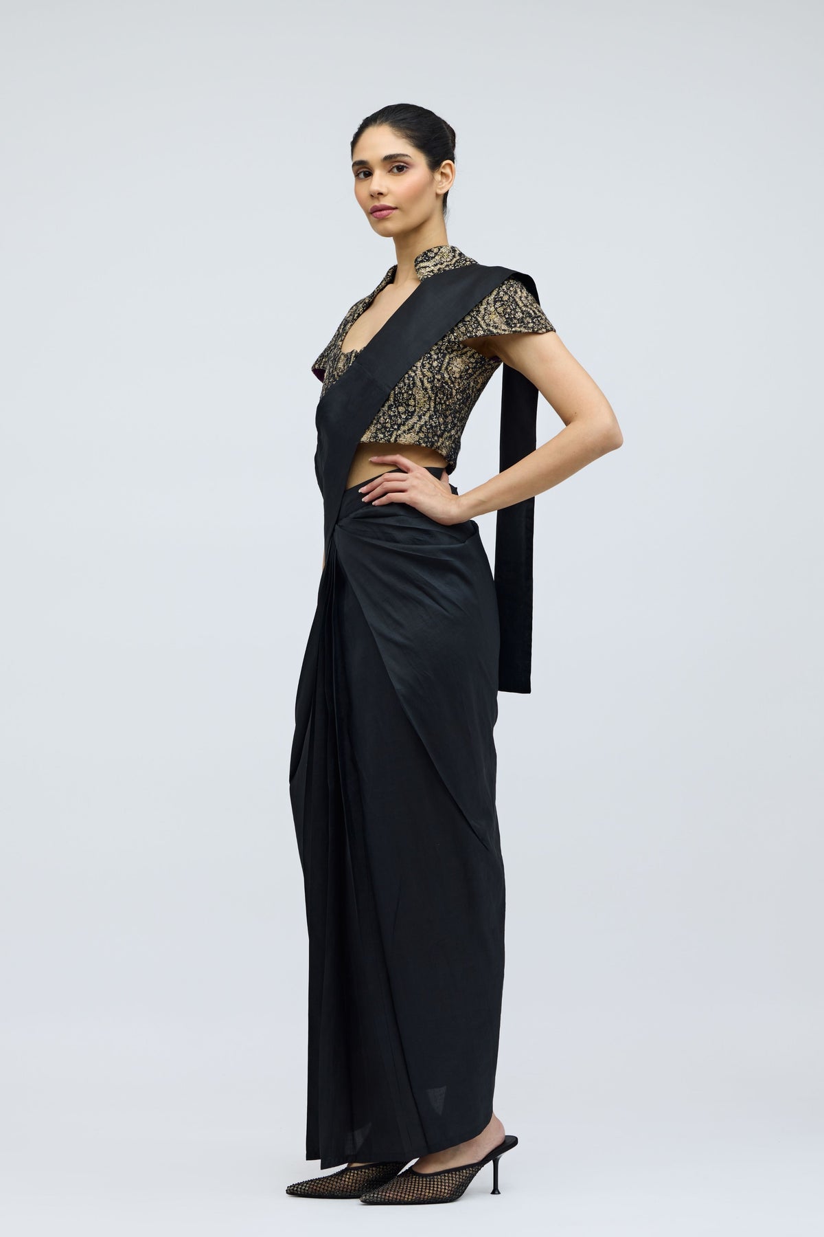 Nivi Satin Drape Skirt Saree