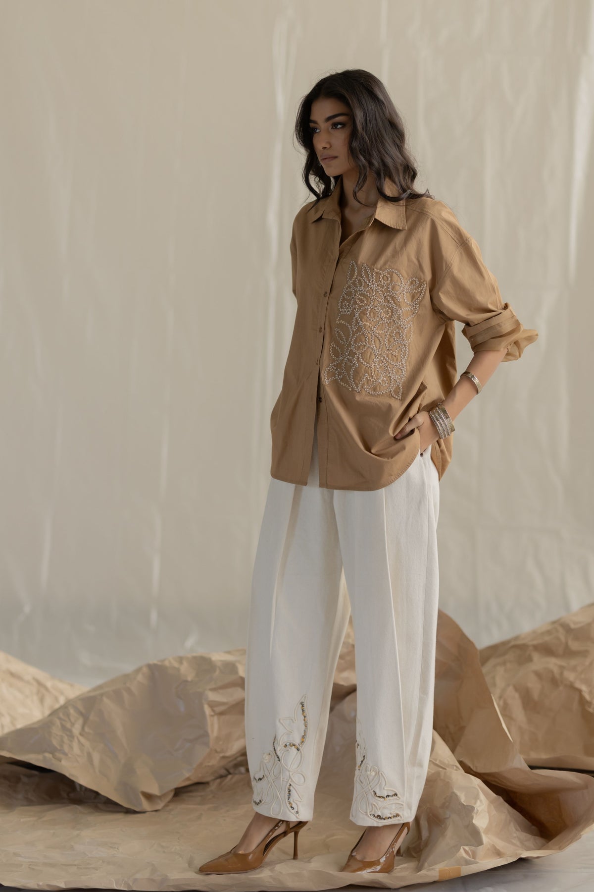 Beige Pocket Patch Shirt