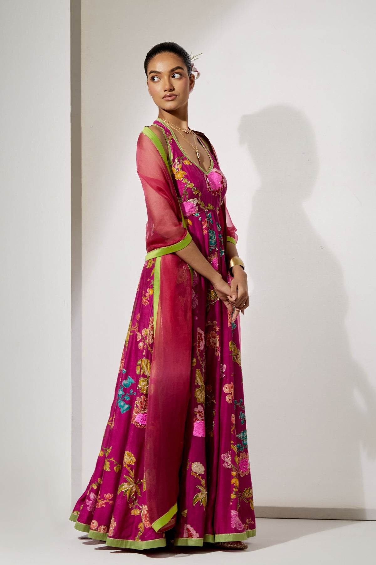 Fuchsia Bloom Anarkali Set