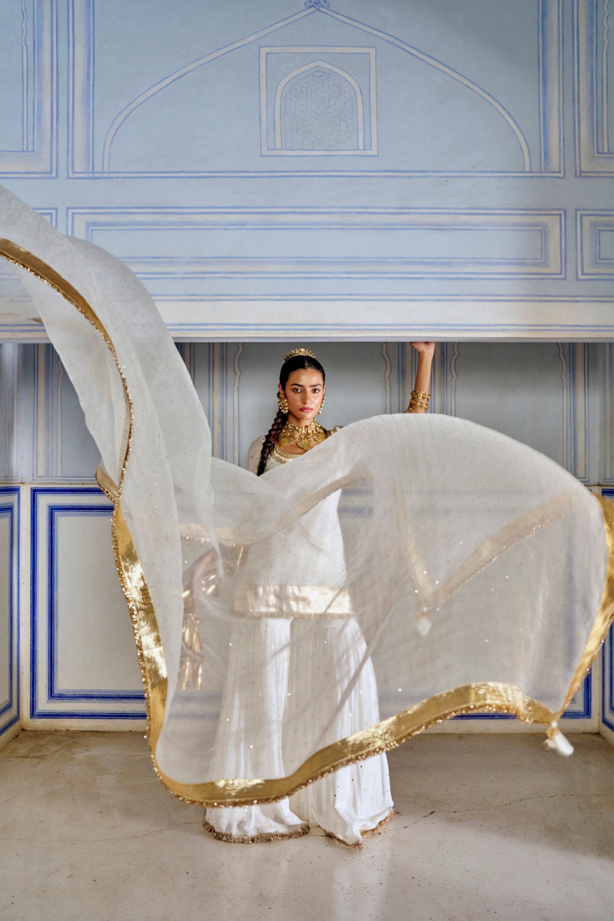 Ivory Straight Sharara Set